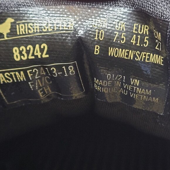 Irish Setter Women's Black Aluminum Toe Work Shoes 83242 US Size 10B - Picture 8 of 8